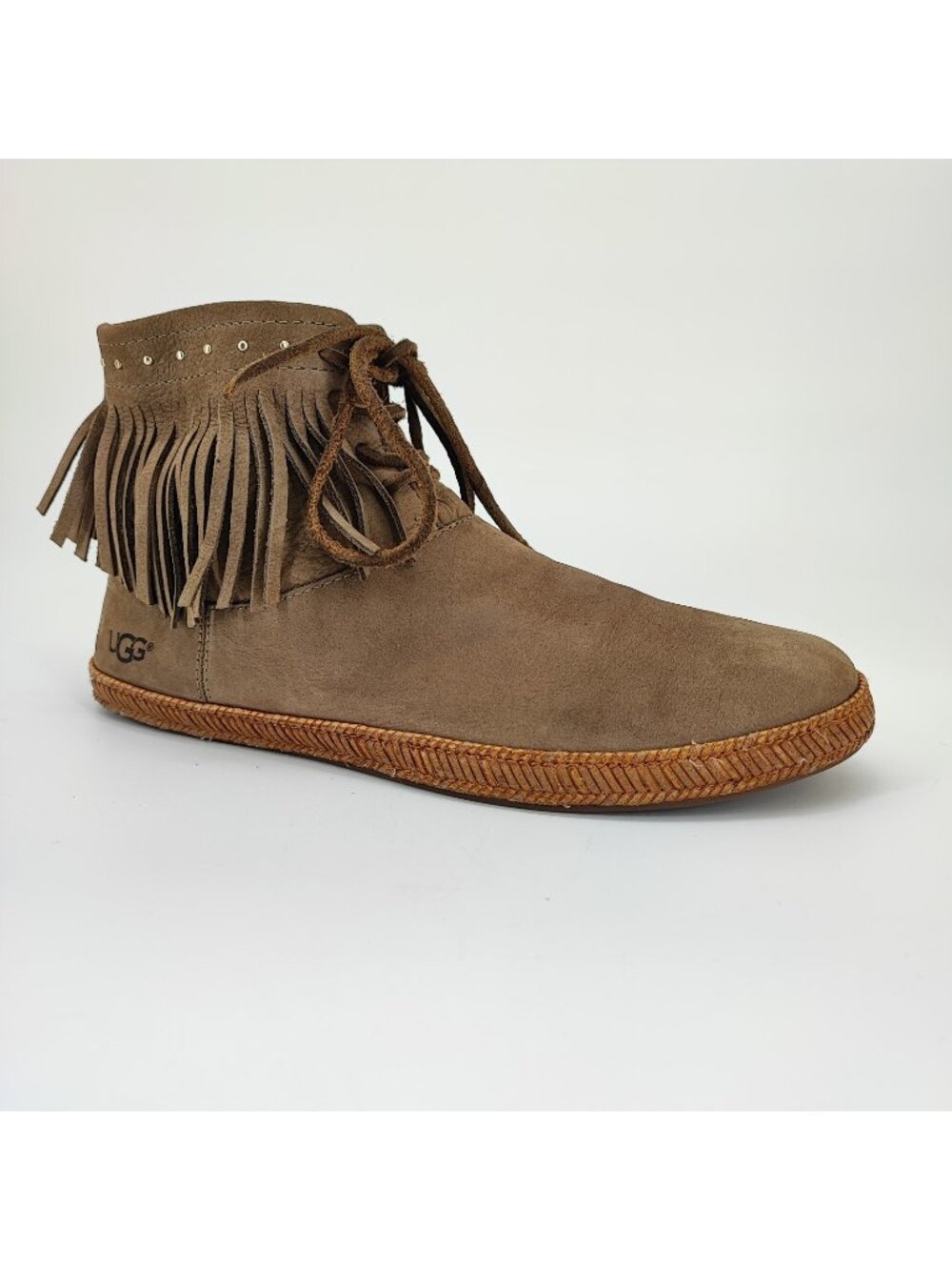 UGG Alexia Fringe Women's Size 8.5 US Ankle Boots Leather Brown 1019128